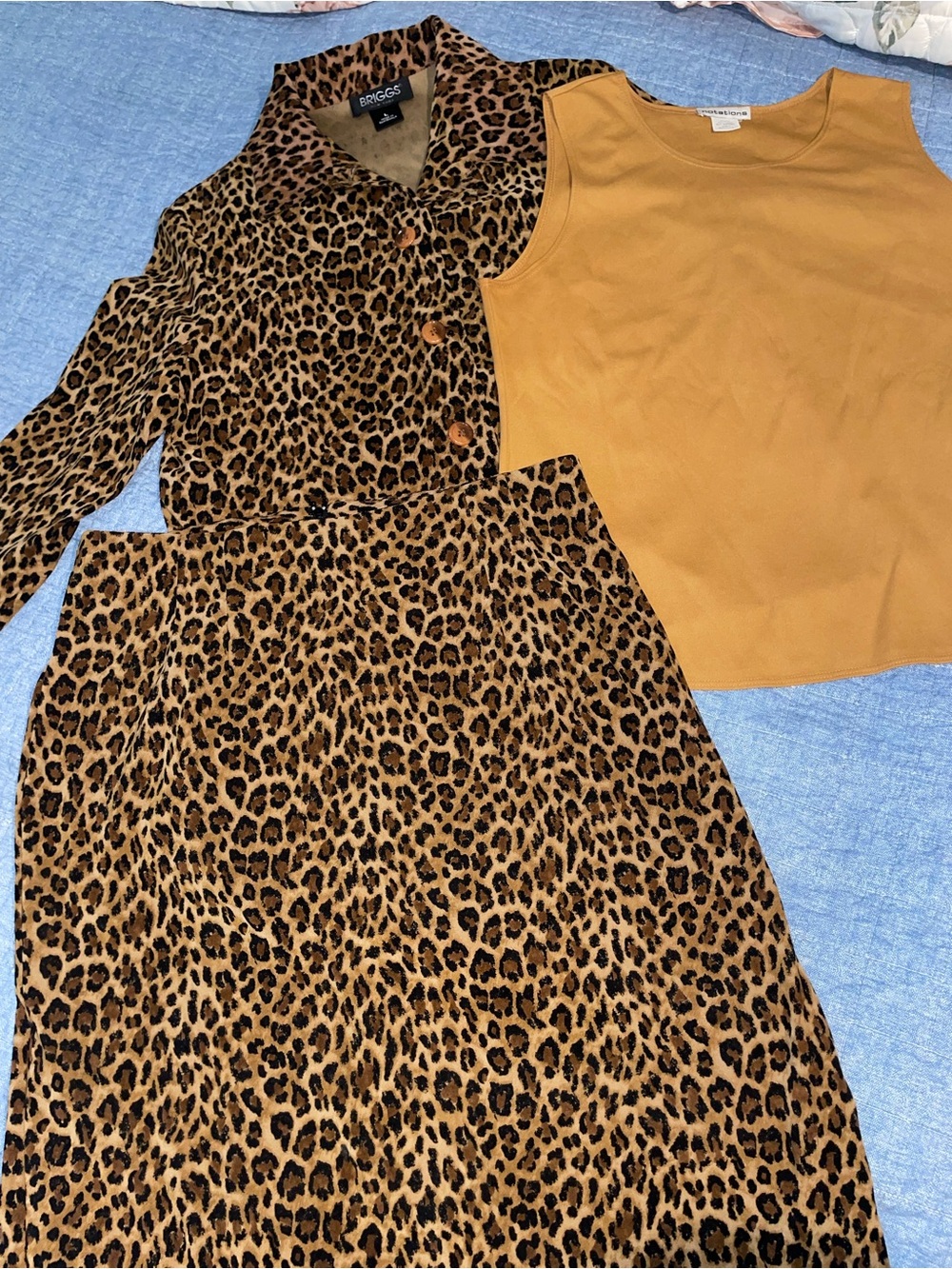Three-piece Suede Leopard Print Skirt Set